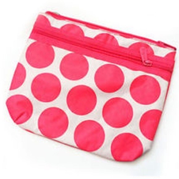 Thirty One EUC Pink Coral Mod Dot Adjustable Strap Nylon Crossbody Bag - Picture 1 of 3